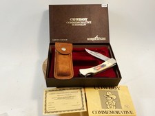 Vtg  Schrade USA Scrimshaw “Cowboy Commemorative Scrimshaw Knife Limited Edition picture
