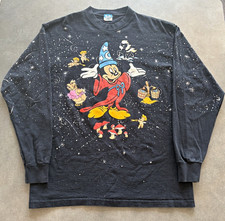 Vtg 1990 Disney Fantasia 50th Anniversary Sorcerer Mickey Mouse AOP LS Shirt XL picture
