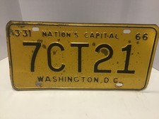1966 District of Columbia License Plate Tag Washington D.C. Nations Capital picture
