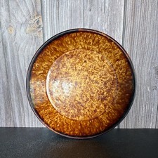 Antique 19th Century Rockingham Yellowware Pie Plate Brown Tortoiseshell Glaze picture