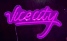 Pink Vice City Neon Sign - Led Neon Sign for Game room 15.6x9.8 Inch, New picture