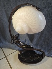 Art Nouveau Revival Figural Lady Table Lamp Pink White Glass Shell Shade picture