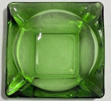 Vintage Green Glass Ashtray Mid Century Modern, Retro 4.5