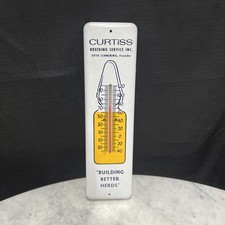 RARE Vintage Curtis Breeding Services Enamel Advertising Thermometer picture