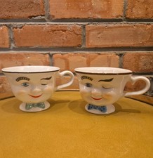 Vintage 1996 Baileys Irish Cream “Mr. Yum” Winking Face Mug set of 2 picture
