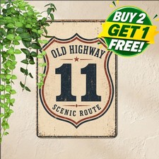 Historic American Highway Sign Vintage Cross Country Road Trip Metal Tin Decor picture
