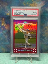 2007 Topps Chrome Greg Maddux Red Refractor 30/99 PSA 8 #275 HOF Dodgers picture