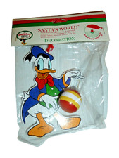 Vintage 1992 Disney Donald Duck Wooden Christmas Ornament Kurt Adler Santa World picture