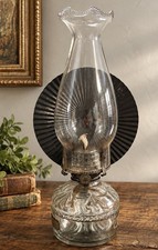 Antique Eagle Oil Kerosene Wall Lamp Reflector Glass Chimney Made USA picture
