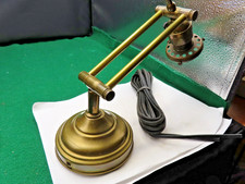 SALVAGED VINTAGE BRASS ADJUSTABLE WEIGHTED BASE DESK LAMP NEEDS REWIRED picture