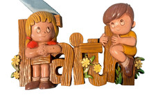 Vintage Faith Children textured Wall Hanging Girl Boy Burwood Products 1980s picture