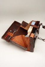 Swiss Army Military Paramedic Brown Folding Leather Bag Medic Handbag Artist picture