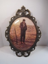 Victorian Brass Ornate Convex Angelus Bubble Glass Farmer Man 17