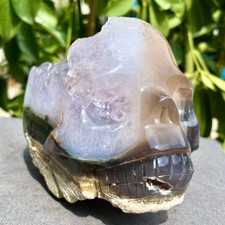 1.72LB Natural agate amethyst skull quartz hand carved crystal skull healing picture