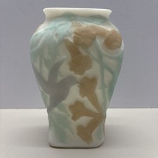 VTG Phoenix Consolidated Art Glass Hummingbird Honeysuckle Martele Vase. #27 picture