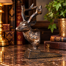 Antique Cast Iron Stag Deer Doorstop Vintage Heavy picture