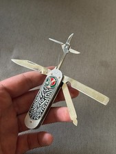 Vintage USSR Pocket Knife Firebird Zarya Pavlovo Enamel Multi Tool manicure picture