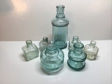 Antique 7 Piece Inkwell / Ink Bottle Lot picture