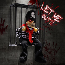 Screaming Halloween Decorations, Animated Halloween Decor,Pirate Scary Skull Cag picture
