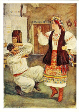 1959 Russian postcard DANCING DAUGHTER AND FATHER