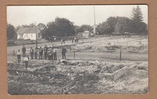 Vtg RPPC Real Photo Postcard Men on site BURNED BUILDING Catastrophe Demolished picture