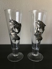 Arthur Court Metal Trout Fish Salmon Glasses Beer Barware stunning picture