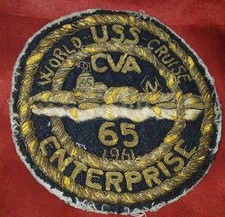 Vtg 1961 USS Enterprise CVA-65 World Cruise Bullion Huge Patch US Navy Maiden picture
