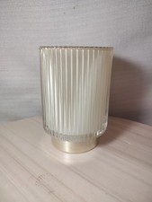 Dasiton Blown Glass Makeup Brush Holder Organizer Ribbed Pearly Cream Gold  picture