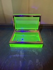 Vintage Murano Vaseline Uranium Glass Casket Box picture