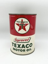 Vintage Texaco Motor Oil Can Gas Advertising Lithograph Tin One Quart picture