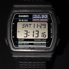 VTG Rare Casio W-R50 520 DB 20W Tele Memo 20 Data Bank Digital Watch Japan Works picture