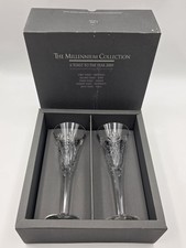 Waterford Crystal Millennium Health Toasting Flutes Pair New in Box Ireland picture