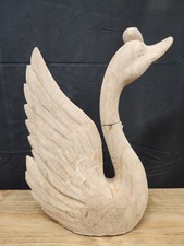 Vintage Large Hand-Carved Wooden Folk Art Majestic SWAN Statue picture