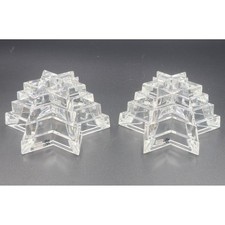 2 Vintage WMF Germany Starlight Lead Crystal Star of David Candle Holder Pair picture