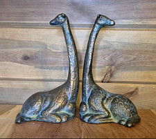 Vintage Hubley Style Cast Iron Giraffe Bookends Set of 2 picture