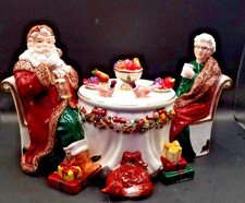 New Vintage Waterford Holiday Heirlooms  Mr. & Mrs. Santa Claus Candy Cookie Jar picture