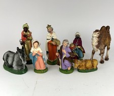 Italian Nativity Figures 8 Pc Hand Painted Composition Magi Camel MCM Italy picture