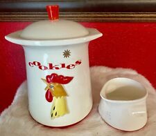 FINE 1961 1962 HOWARD HOLT Red/White ROOSTER COOKIE JAR & CREAMER SET No Crazing picture
