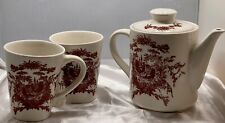 California Pantry Red Rust Rooster Coffee/Tea Pot Set  2002 Farmhouse Set Of 3 picture
