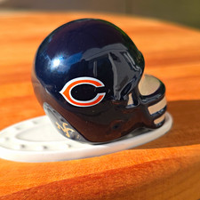 Nora Fleming Chicago Bears NFL Mini Football Helmet Figurine - Navy Orange White picture