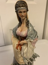 VINTAGE B. MERLI FIGURINE LADY WITH Bag Purse Shawl Head scarf 11