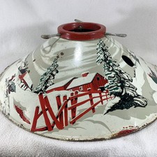 Vintage 1960s Coloramic Christmas Tree Stand Tin Litho Pictorial Finish picture