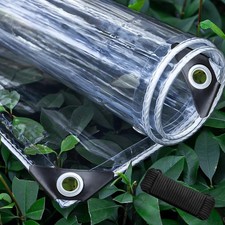 Clear Tarp 4x8 FT, Clear tarps Heavy Duty Waterproof, 14 Mil Vinyl Tarp with ... picture