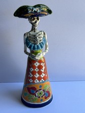 Talavera CATRINA Statue Hand-Painted Ceramic Day of the Dead 11 1/2