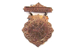 ANTIQUE FIREMAN CONVENTION MEDAL BADGE, VINTAGE 1905? picture