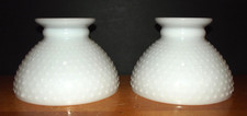 Two Matching Vintage Hurricane White Hobnail Milk Glass Lamp Shades - 8