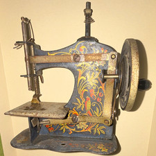 Vintage German toy Original Hand Crank Sewing Machine, w/ Floral Decals picture