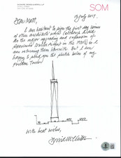 David Childs signed letter w/sketch Beckett Authenticated Architect WTC picture
