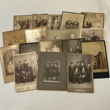 Lot of 16 Antique Victorian Photos Cabinet Cards CDV Group Portraits Family picture