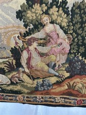 antique tapestry 37x39 needlepoint hand made pastoral original 19th c picture